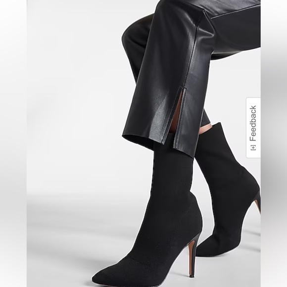 Super High Waisted Faux Leather Vented Hem Modern Straight Pant - Picture 5 of 9